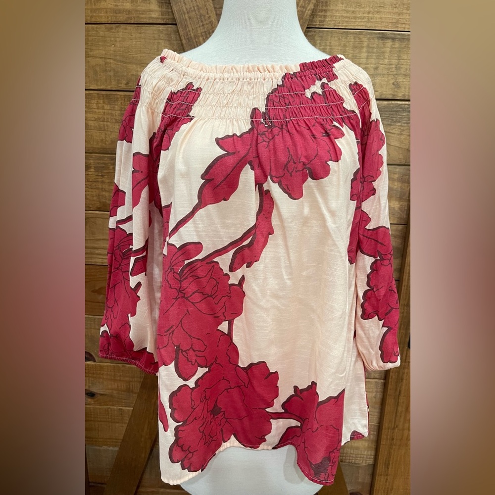 Cato Pink and Cream Floral Blouse